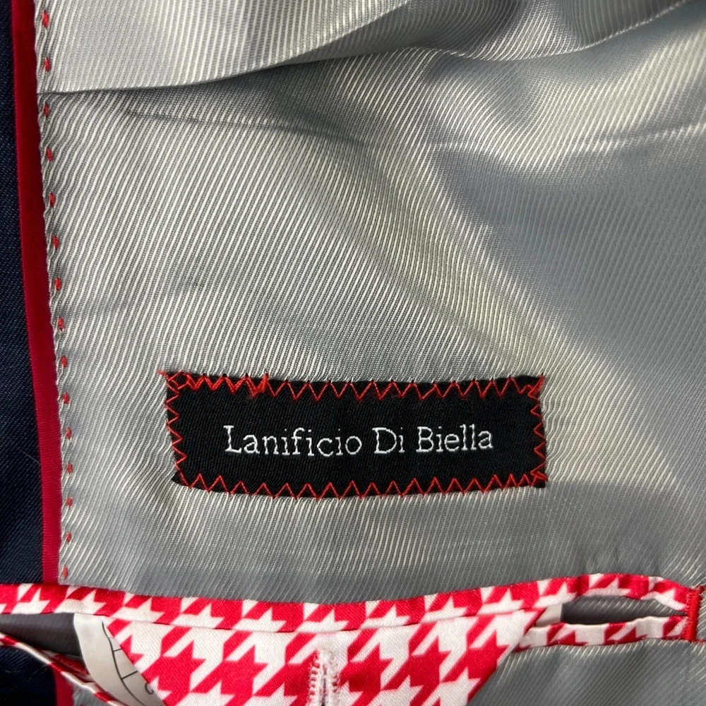 Tiglio Rosso Lanificio Di Biella NWD 50R Blue Double Breasted Suit Jacket